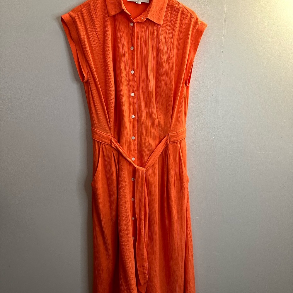 Orange Button-Up Dress